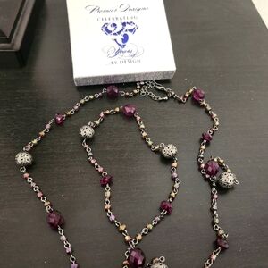 Premier Designs Jewelry- Purple and Silver Carly 20 in long necklace-new